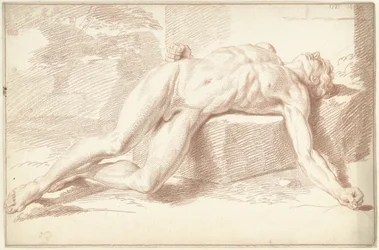 Hombre desnudo, tumbado de espaldas