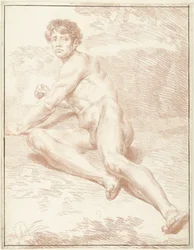 Hombre desnudo, acostado, de pie