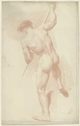 Hombre desnudo, de pie, visto de espaldas