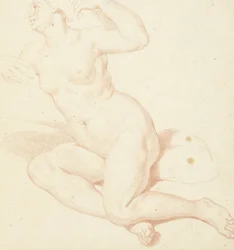 Estudio de un desnudo femenino sentado
