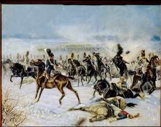 La batalla de Preussisch Eylau el 8 de febrero de 1807. Enfrentamiento militar entre el Gran Ejército Francés de Napoleón I (1769-1821) y el Imperio Ruso. Obra de Louis Ferdinand Malespina (1874-1940), óleo sobre lienzo