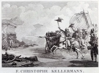 Revolución Francesa: “el general y mariscal François Christophe Kellermann (1735-1820) durante la Batalla de Valmy el 20/09/1792” Grabado por Louis François Couché (1782-1849) siglo XVIII París, Museo Carnavalet