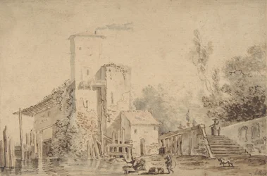 Casa de campo junto a un río con figuras, 1765