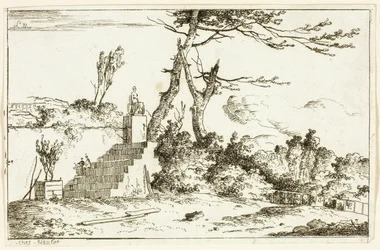 Paisaje con estatua clásica