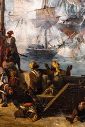 La batalla de Navarin; vista desde el extremo sur de la isla de Sphacteria