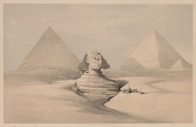 Egipto y Nubia: Volumen I - No. 18, La Gran Esfinge, Pirámides de Gizeh, Vista frontal