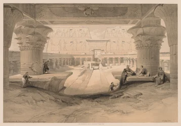 Egipto y Nubia: Volumen I - No. 32, Vista desde debajo del Pórtico del Templo de Edfu..., 1838