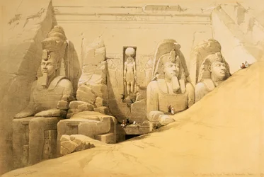 Elevación frontal del Gran Templo de Abu Simbel, Nubia, Egipto, 1849