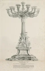 Salón de Ilam - Candelabro: litografía, 1832