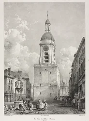 Viajes pintorescos y románticos en la vieja Francia, Picardie: La torre del campanario de Amiens, Picardie, después de François Bonhommé (francés, 1809-1881) )