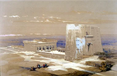 Templo de arenisca de Edfu, dedicado al dios Horus con cabeza de halcón, Egipto, 1838