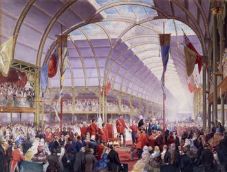 Sir Thomas Fairbairn entrega el discurso al Príncipe Consorte en la Art Treasures Exhibition, Mánchester, mayo de 1857