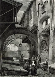 El gueto, Roma, grabado por S.V. Hunt, Cassell y Compañía, 1847