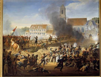 Paso del puente de Landshut el 21/04/1809, el general Mouton dirigió a los granaderos del 17º Regimiento de línea