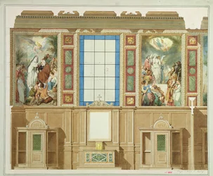 Detalle de una de las capillas debajo de las naves laterales, del proyecto para decorar la iglesia de Notre Dame de Lorette, 1855