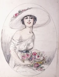 Chica con ramo de flores