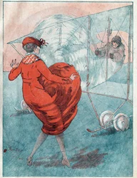 El viento favorable: hélice que hurga. Ilustración de Louis Icart (1888-1950) para la revista "Le Fantasio" de mayo de 1916.