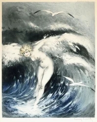Venus en las olas, c. 1931 (grabado en color y punta seca)
