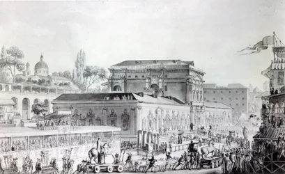 Antigüedades encontradas en Herculano siendo transportadas al Museo de Nápoles, c.1782