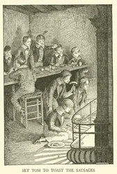 Ilustración para los Días de Escuela de Tom Brown