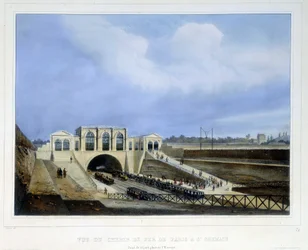 Ferrocarril de París a Saint Germain - en "Paris en 1837" de Arnout