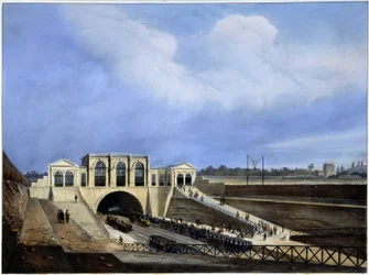 Ferrocarril de París a Saint Germain - en “París en 1837” de Arnout