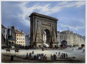 Porte de Saint-Denis - en "Paris en 1837" por Arnout, ed. Weith & Hauser