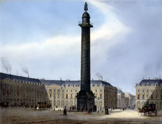 Vista de la Columna y Place Vendôme - en “Paris en 1837” por Arnout