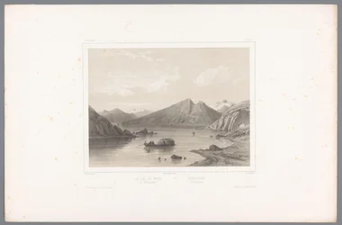 Vista del lago Norsjø en Telemark Le lac du Nord à Tellemarken / Nordsjóen i Tellemarken (título sobre el objeto) Rostros en Escandinavia (título de la serie) Vues du Nord. Noruega (título de la serie)