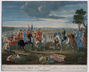 La captura del Mariscal Tallard y empujando 4000 Caballos al Danubio en la Batalla de Blenheim en 1704