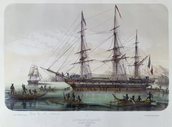 El Astrolabio y Zelee visitando la Isla Nuku Hiva en las Islas Marquesas Francesas