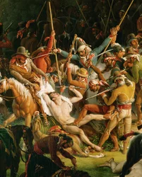 La resistencia española: Guerrilleros españoles atacan un convoy de la corte de José Bonaparte cerca de Salinas (óleo sobre lienzo)