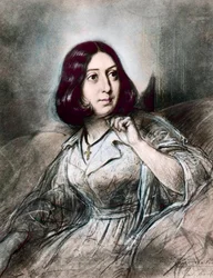 Retrato de George Sand según Louis Leopold Boilly