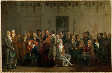 Una asamblea de artistas en el estudio de Isabey ...