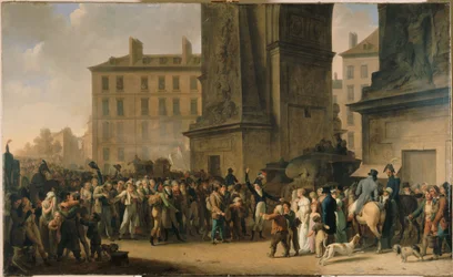 Los reclutas de 1807 desfilando ante la Puerta Saint-Denis