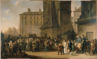 Los reclutas de 1807 desfilan ante la Puerta Saint-Denis, hacia 1808 (óleo sobre lienzo)