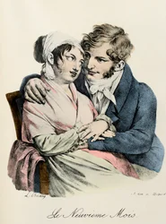 El noveno mes. Grabado por Louis-Leopold Boilly