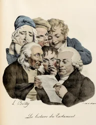 La lectura del testamento Grabado por Louis-Leopold Boilly