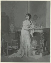 Mujer frente a una chimenea, c. 1803