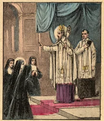 Orden de la Visitación de Santa María - San Francisco de Sales - San Francisco de Sales (1567-1622) - Francois de Sales fundó la Orden de la Visitación con Madame de Chantal (Jeanne Francoise Fremyot de Chantal) (1572-1641) - Grabado de "Religious teach