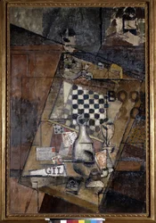 Naturaleza muerta con ajedrez. Pintura de Louis Markus conocido como Louis Marcoussis (1878-1941)
