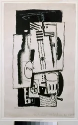 Naturaleza muerta, estudio para una pintura sobre vidrio (pintura, siglo XX)