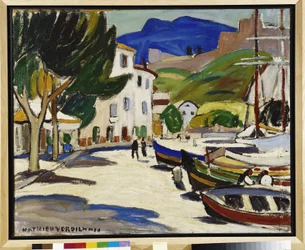 Barcos en el muelle un cuadro de Cassis de Louis Mathieu Verdilhan (1875-1928) 1908 Mención obligatoria: Colección fondation regards de Provence, Marsella