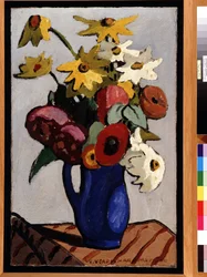 Ramo de flores en jarrón azul Pintura de Louis Mathieu Verdilhan (1875-1928) Dim. 71,5x45,5 cm Mención obligatoria: Colección fondation regards de Provence, Marsella