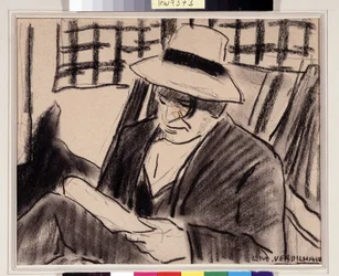 Autorretrato con sombrero Dibujo de Louis Mathieu Verdilhan (1875-1928) Dim. 23x29 cm Mención obligatoria: Colección fondation regards de Provence, Marsella