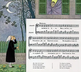 Partitura e ilustración de la canción infantil 