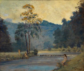 Tres chicas y río