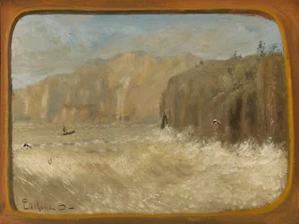 Dos gaviotas y acantilados, ca. 1913-1921