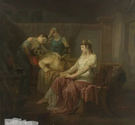 El herido de muerte Marco Antonio con Cleopatra