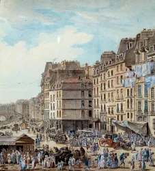 Vida marítima en los muelles del puerto de París en 1782 (detalle)